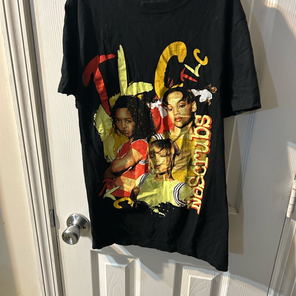 Black Graphic Tee with Colorful Print